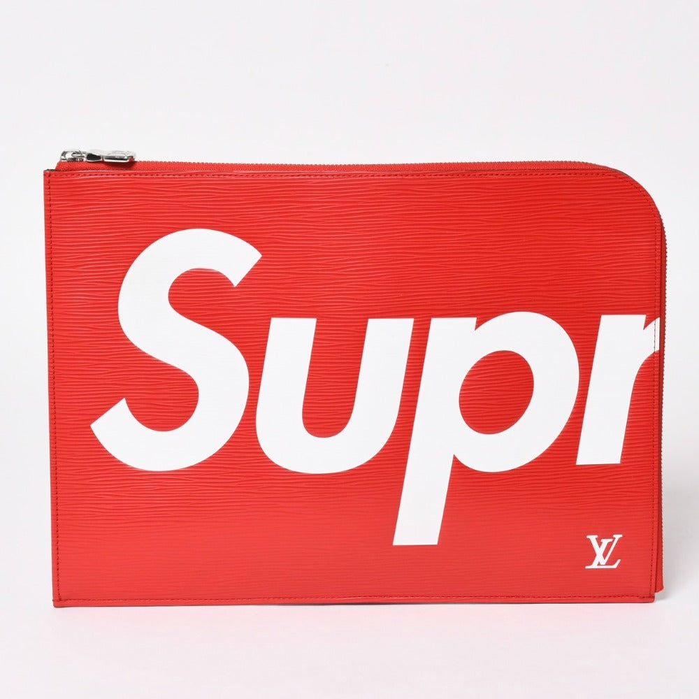 Very good condition LOUIS VUITTON SUPREME Louis Vuitton Supreme Pochette Jules GM Epi M67722 Red Silver Hardware Used 4a002774