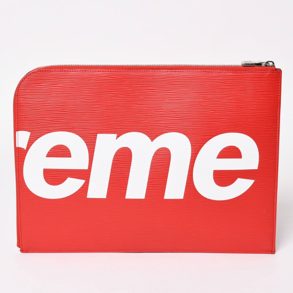 Very good condition LOUIS VUITTON SUPREME Louis Vuitton Supreme Pochette Jules GM Epi M67722 Red Silver Hardware Used 4a002774