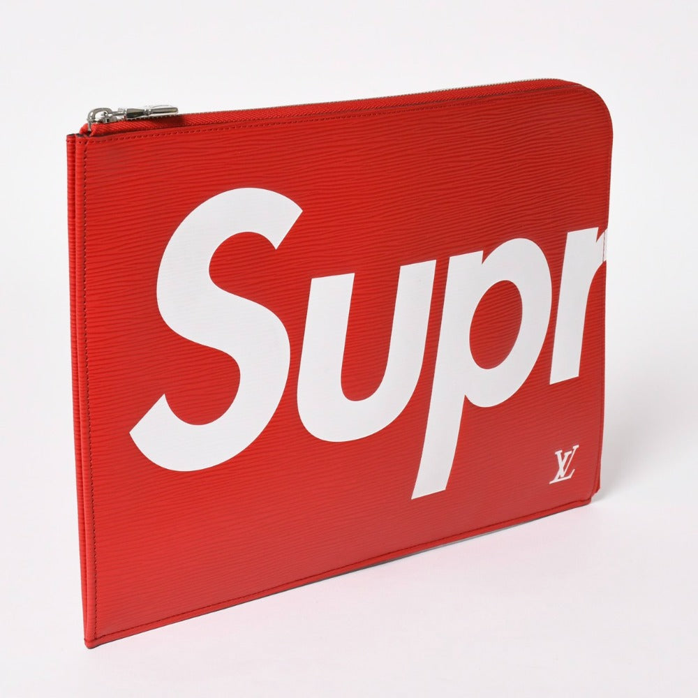 Very good condition LOUIS VUITTON SUPREME Louis Vuitton Supreme Pochette Jules GM Epi M67722 Red Silver Hardware Used 4a002774