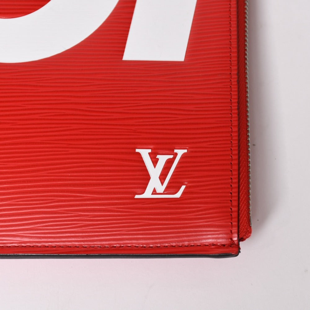 Very good condition LOUIS VUITTON SUPREME Louis Vuitton Supreme Pochette Jules GM Epi M67722 Red Silver Hardware Used 4a002774
