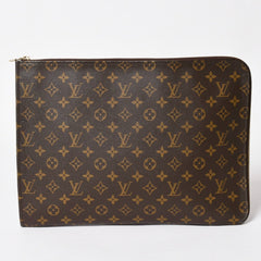 極美品 LOUIS VUITTON ルイヴィトン クラッチバッグ ポッシュ・ドキュマン M53456 モノグラム PVC ゴールド金具 中古 4a002850