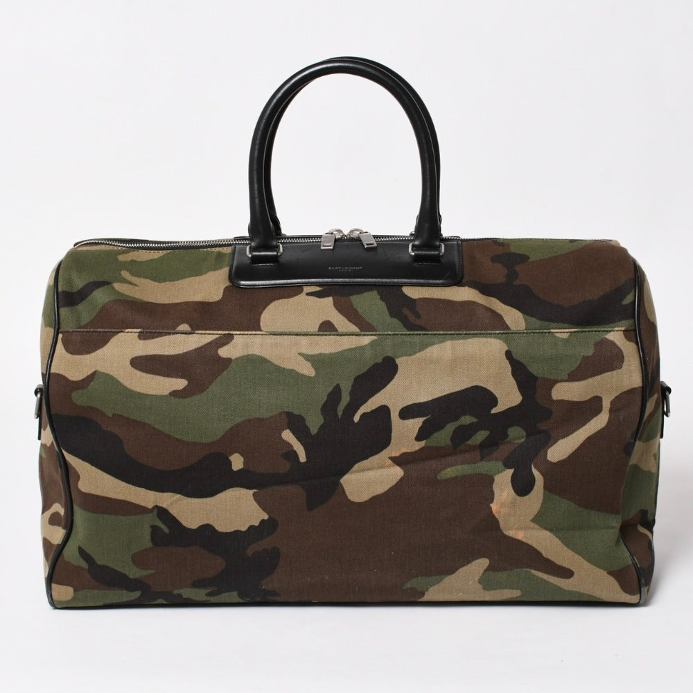 YVES SAINT LAURENT Boston bag handbag camouflage pattern leather 533216 Silver hardware Good condition Used 4a002749