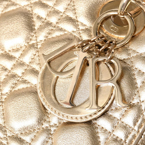 極美品 Christian Dior クリスチャンディオール レディディオール ミディアム 2WAY ハンドバッグ カナージュ ゴールド 中古 4a003111