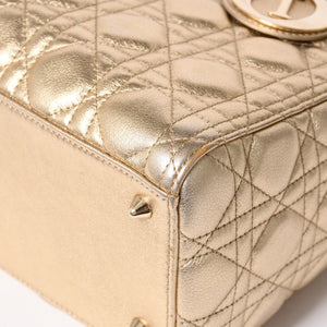 極美品 Christian Dior クリスチャンディオール レディディオール ミディアム 2WAY ハンドバッグ カナージュ ゴールド 中古 4a003111