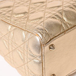 極美品 Christian Dior クリスチャンディオール レディディオール ミディアム 2WAY ハンドバッグ カナージュ ゴールド 中古 4a003111