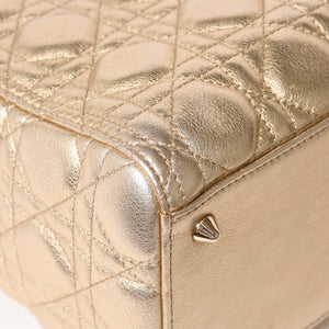 極美品 Christian Dior クリスチャンディオール レディディオール ミディアム 2WAY ハンドバッグ カナージュ ゴールド 中古 4a003111