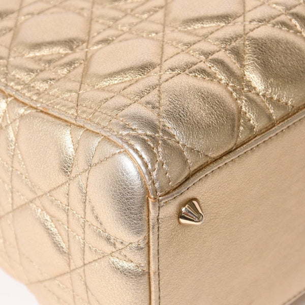 極美品 Christian Dior クリスチャンディオール レディディオール ミディアム 2WAY ハンドバッグ カナージュ ゴールド 中古 4a003111