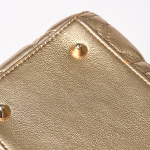 極美品 Christian Dior クリスチャンディオール レディディオール ミディアム 2WAY ハンドバッグ カナージュ ゴールド 中古 4a003111