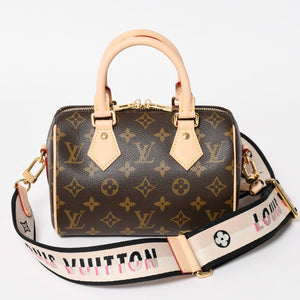 未使用 LOUIS VUITTON ルイヴィトン ハンドバッグ スピーディバンドリエール 20 M46594 レザー PVC ブラウン ゴールド金具 中古 4a003240