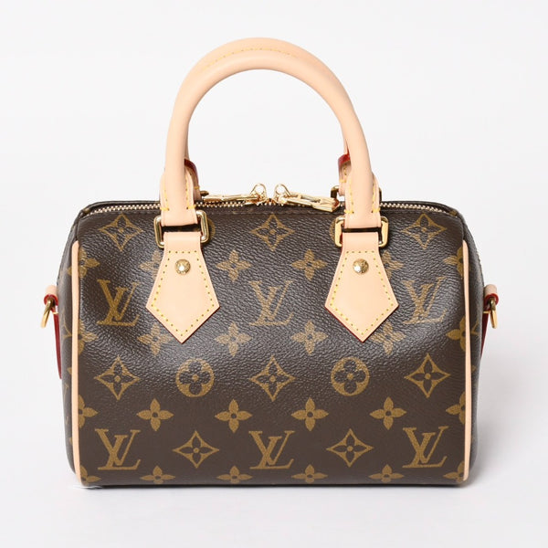 未使用 LOUIS VUITTON ルイヴィトン ハンドバッグ スピーディバンドリエール 20 M46594 レザー PVC ブラウン ゴールド金具 中古 4a003240