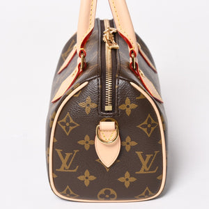 未使用 LOUIS VUITTON ルイヴィトン ハンドバッグ スピーディバンドリエール 20 M46594 レザー PVC ブラウン ゴールド金具 中古 4a003240