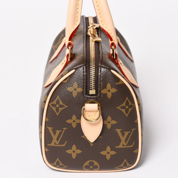 未使用 LOUIS VUITTON ルイヴィトン ハンドバッグ スピーディバンドリエール 20 M46594 レザー PVC ブラウン ゴールド金具 中古 4a003240