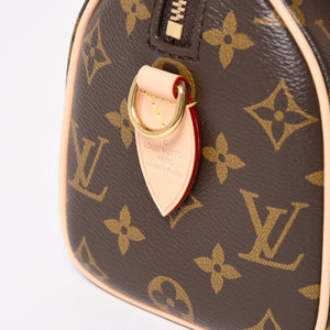 未使用 LOUIS VUITTON ルイヴィトン ハンドバッグ スピーディバンドリエール 20 M46594 レザー PVC ブラウン ゴールド金具 中古 4a003240