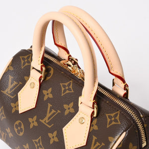 未使用 LOUIS VUITTON ルイヴィトン ハンドバッグ スピーディバンドリエール 20 M46594 レザー PVC ブラウン ゴールド金具 中古 4a003240