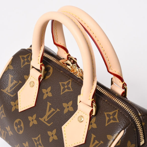 未使用 LOUIS VUITTON ルイヴィトン ハンドバッグ スピーディバンドリエール 20 M46594 レザー PVC ブラウン ゴールド金具 中古 4a003240