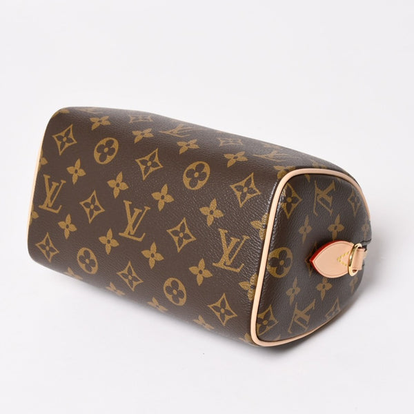 未使用 LOUIS VUITTON ルイヴィトン ハンドバッグ スピーディバンドリエール 20 M46594 レザー PVC ブラウン ゴールド金具 中古 4a003240