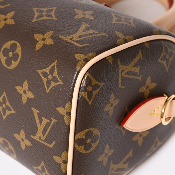 未使用 LOUIS VUITTON ルイヴィトン ハンドバッグ スピーディバンドリエール 20 M46594 レザー PVC ブラウン ゴールド金具 中古 4a003240
