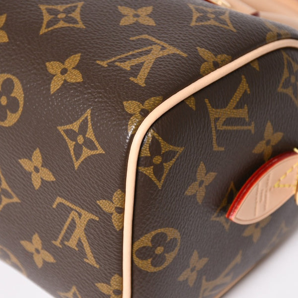 未使用 LOUIS VUITTON ルイヴィトン ハンドバッグ スピーディバンドリエール 20 M46594 レザー PVC ブラウン ゴールド金具 中古 4a003240