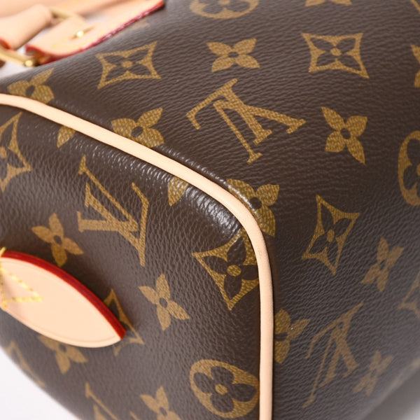 未使用 LOUIS VUITTON ルイヴィトン ハンドバッグ スピーディバンドリエール 20 M46594 レザー PVC ブラウン ゴールド金具 中古 4a003240