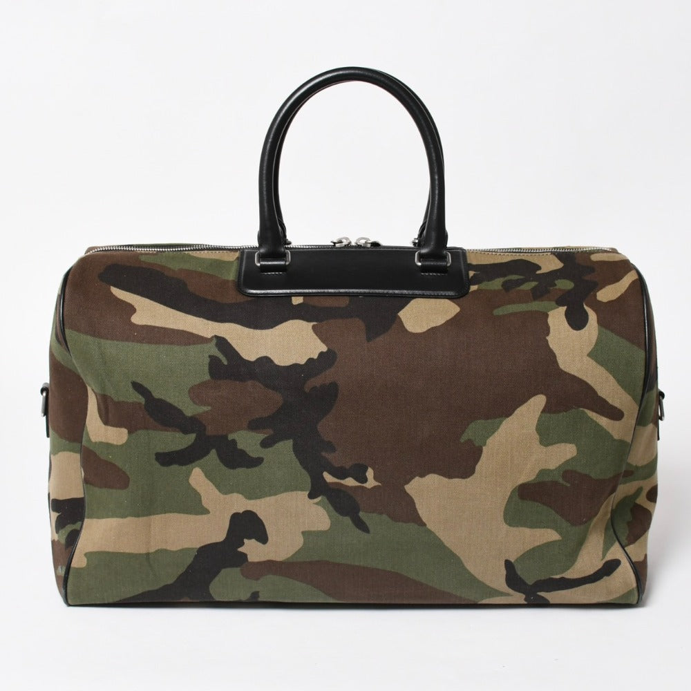 YVES SAINT LAURENT Boston bag handbag camouflage pattern leather 533216 Silver hardware Good condition Used 4a002749