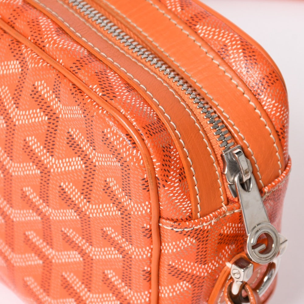 Very good condition GOYARD Cup Vert PM Shoulder Bag Orange PVC Leather Silver Hardware Used 4a003213