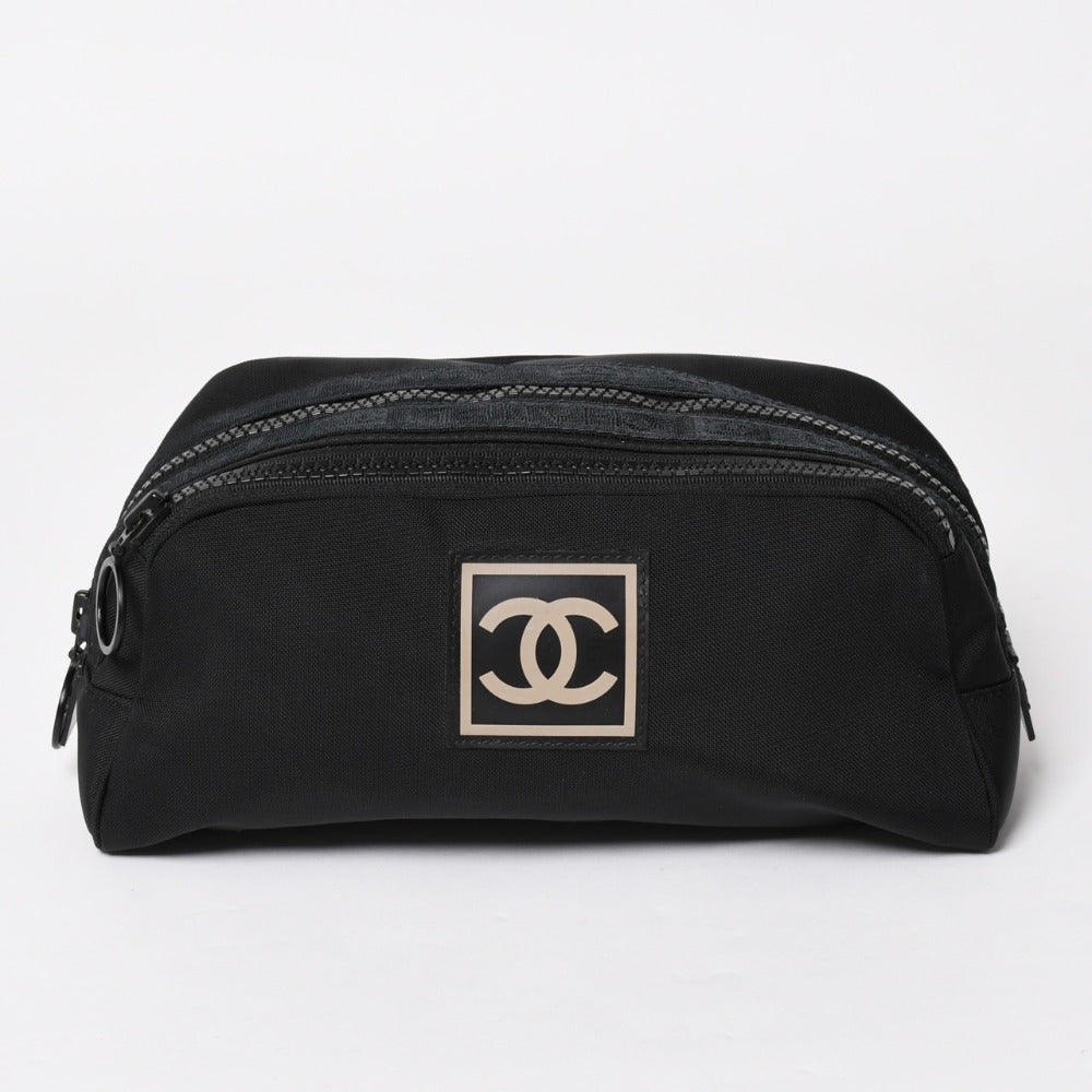 極美品 CHANEL シャネル スポーツライン ポーチ A19975 7番台 ココマーク パッチ ブラック ブラック金具 中古 4a003238
