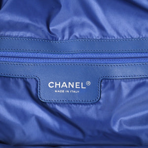 極美品 CHANEL シャネル トートバッグ パイル ラージショッピングバッグ 27番台 AS0452 ホワイト ブルー 中古 4a003092