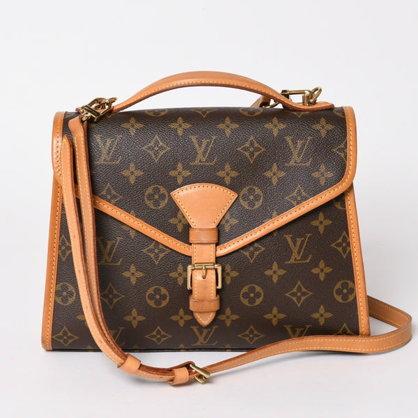 極美品 LOUIS VUITTON ルイ ヴィトン モノグラム ベルエア ハンドバッグ ショルダーバッグ M51122 モノグラムキャンバス ブラウン ゴールド金具 廃盤 中古 4a002908