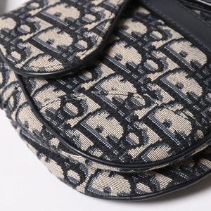 極美品 Christian Dior クリスチャンディオール サドルミニバッグ ハンドバッグ M0456CTZQ オブリーク ネイビー 中古 4a003093