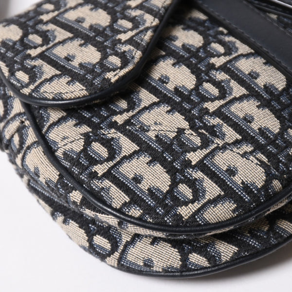 極美品 Christian Dior クリスチャンディオール サドルミニバッグ ハンドバッグ M0456CTZQ オブリーク ネイビー 中古 4a003093