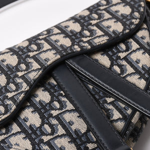 極美品 Christian Dior クリスチャンディオール サドルミニバッグ ハンドバッグ M0456CTZQ オブリーク ネイビー 中古 4a003093