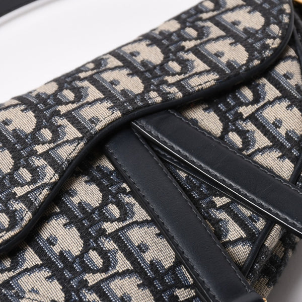 極美品 Christian Dior クリスチャンディオール サドルミニバッグ ハンドバッグ M0456CTZQ オブリーク ネイビー 中古 4a003093