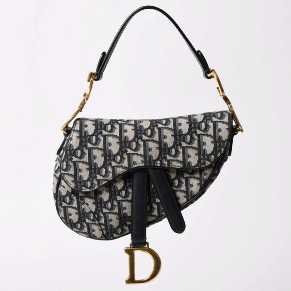 極美品 Christian Dior クリスチャンディオール サドルミニバッグ ハンドバッグ M0456CTZQ オブリーク ネイビー 中古 4a003093