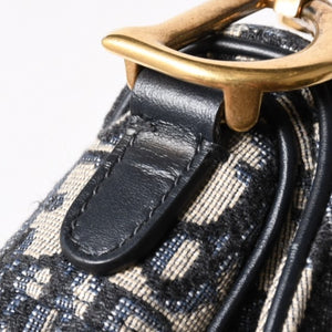 極美品 Christian Dior クリスチャンディオール サドルミニバッグ ハンドバッグ M0456CTZQ オブリーク ネイビー 中古 4a003093