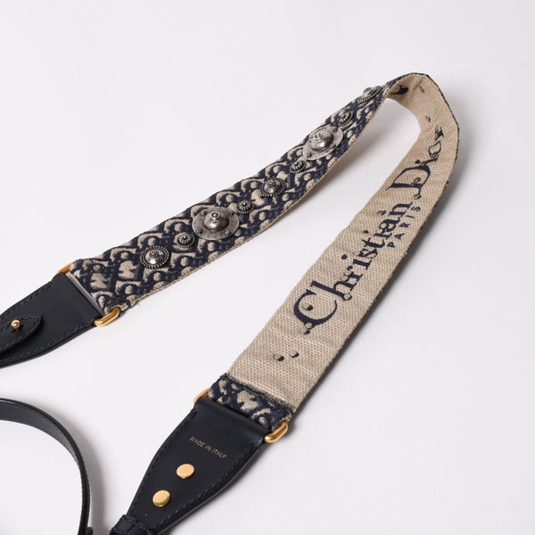 極美品 Christian Dior クリスチャンディオール サドルミニバッグ ハンドバッグ M0456CTZQ オブリーク ネイビー 中古 4a003093