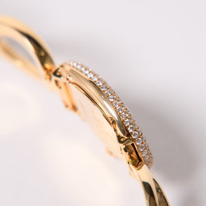 極美品 CARTIER カルティエ Baignoire ベニュワール 腕時計 1968 重量約60.12g パヴェダイヤ 18KYG クオーツ アノーブレス 中古 4a003101