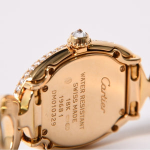 極美品 CARTIER カルティエ Baignoire ベニュワール 腕時計 1968 重量約60.12g パヴェダイヤ 18KYG クオーツ アノーブレス 中古 4a003101