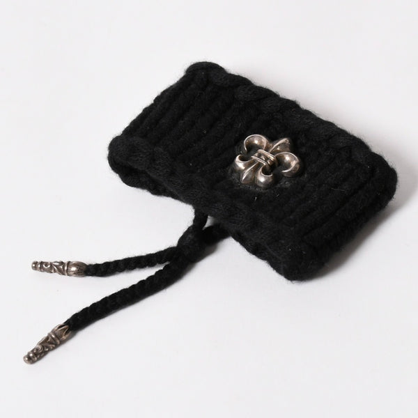 極美品 CHROME HEARTS クロムハーツ BSフレア リストバンド ホースシュー SV925 ブラック 中古 4a003336