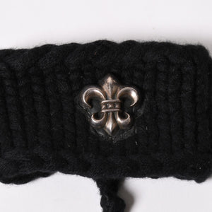 極美品 CHROME HEARTS クロムハーツ BSフレア リストバンド ホースシュー SV925 ブラック 中古 4a003336