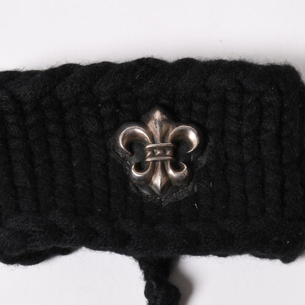 極美品 CHROME HEARTS クロムハーツ BSフレア リストバンド ホースシュー SV925 ブラック 中古 4a003336