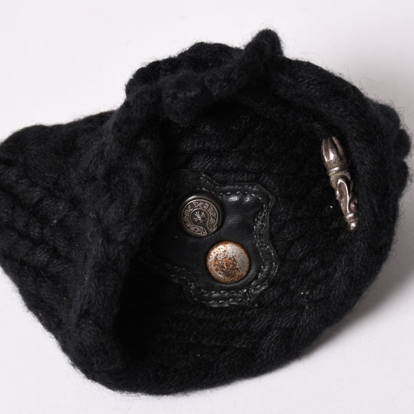 極美品 CHROME HEARTS クロムハーツ BSフレア リストバンド ホースシュー SV925 ブラック 中古 4a003336