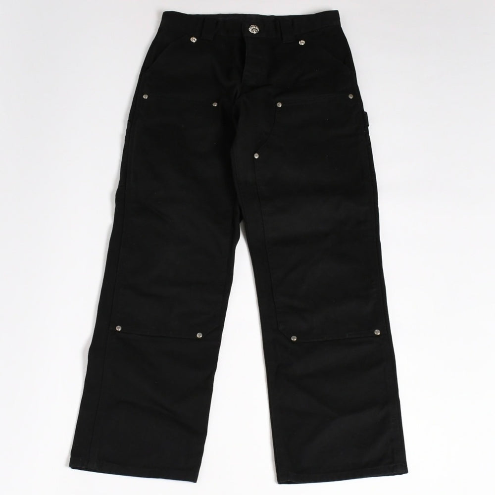 新品同様 CHROME HEARTS クロムハーツ カーペンターキャンバスダブルニーパンツ クロスボール CHクロスロゴ ダックキャンバス ダブルニー ボトムス 30サイズ 中古 4a003308