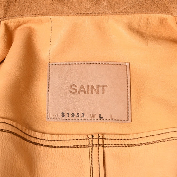 新品同様品 SAINT Mxxxxxx セントマイケル × BerBerJin ジャケット ブラウン BBJ_SUEDE SHIRT スェード ベージュ サイズL 中古 4a003107