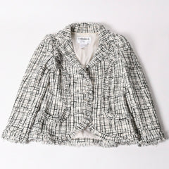CHANEL シャネル ツイード テーラードジャケット P27798V17631 サイズ36 ココマーク シングル ホワイト ブラック 美品 中古 4a002639