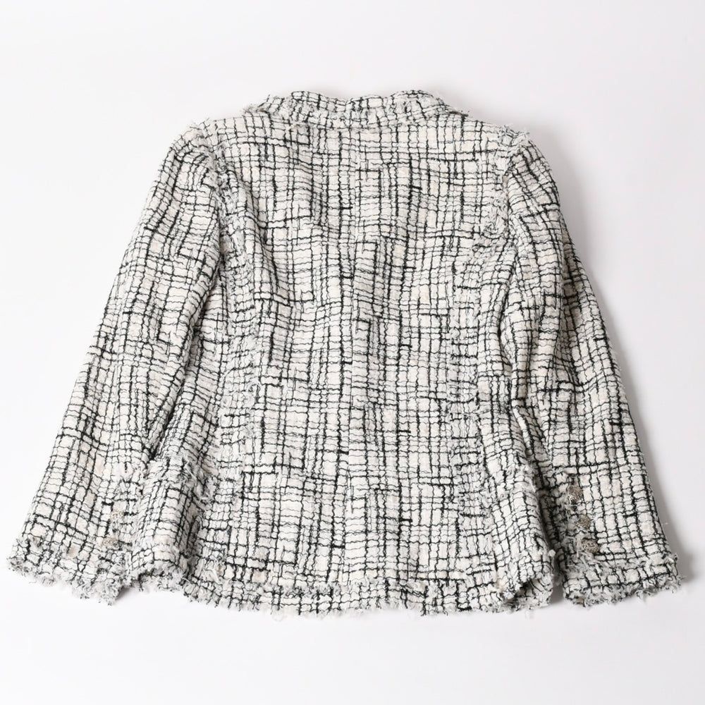 CHANEL Tweed Tailored Jacket P27798V17631 Size 36 Here Mark Single White Black Good Condition Used 4a002639