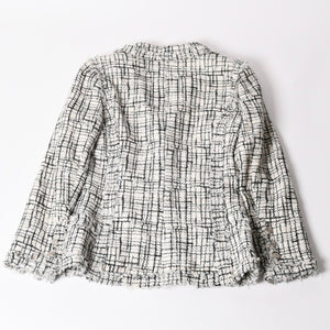CHANEL シャネル ツイード テーラードジャケット P27798V17631 サイズ36 ココマーク シングル ホワイト ブラック 美品 中古 4a002639