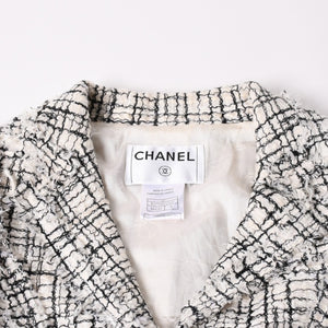 CHANEL シャネル ツイード テーラードジャケット P27798V17631 サイズ36 ココマーク シングル ホワイト ブラック 美品 中古 4a002639