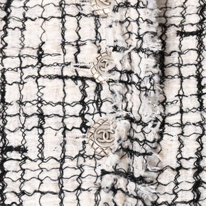 CHANEL シャネル ツイード テーラードジャケット P27798V17631 サイズ36 ココマーク シングル ホワイト ブラック 美品 中古 4a002639
