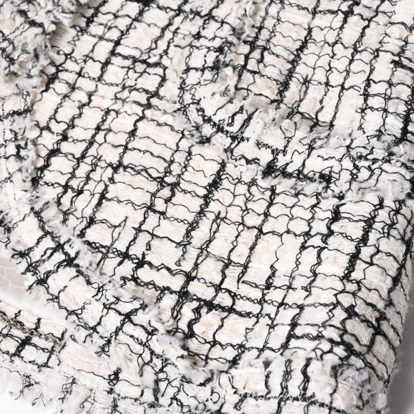 CHANEL シャネル ツイード テーラードジャケット P27798V17631 サイズ36 ココマーク シングル ホワイト ブラック 美品 中古 4a002639