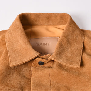 新品同様品 SAINT Mxxxxxx セントマイケル × BerBerJin ジャケット ブラウン BBJ_SUEDE SHIRT スェード ベージュ サイズL 中古 4a003107